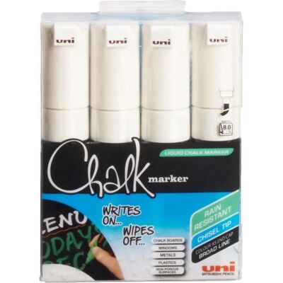 Uni-Ball PWE-8K Chalk Markers - Chalk Markers, White, 8mm Line Uni-Ball PWE-8K Chalk Markers - Chalk Markers, White, 8mm Line