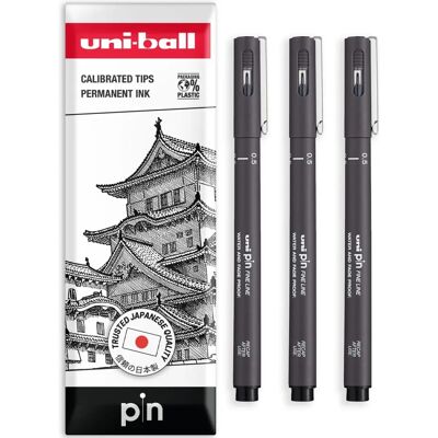 uni-ball - PIN Fineliner - 0.5mm - Dark Grey - Fineliner Pens uni-ball - PIN Fineliner - 0.5mm - Dark Grey - Fineliner Pens