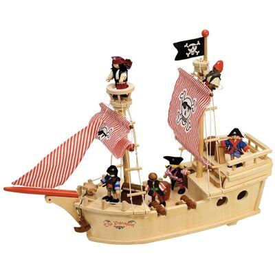 John Crane Tidlo Small World - Pirate Ship Toy - Natural John Crane Tidlo Small World - Pirate Ship Toy - Natural