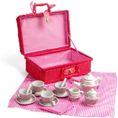 Tidlo Pink Kinder-Teeset - Kindertee-Set, Rosa, Picknickkorb Tidlo Pink Kinder-Teeset - Kindertee-Set, Rosa, Picknickkorb