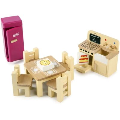 Tidlo Dolls House Kitchen Furniture Set - Dollhouse Kitchen - 9-Piece Tidlo Dolls House Kitchen Furniture Set - Dollhouse Kitchen - 9-Piece