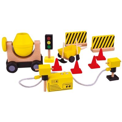 Tidlo Construction Equipment - Cement Mixer, Tools & 13 Pieces - Construction Toy Set Tidlo Construction Equipment - Cement Mixer, Tools & 13 Pieces - Construction Toy Set