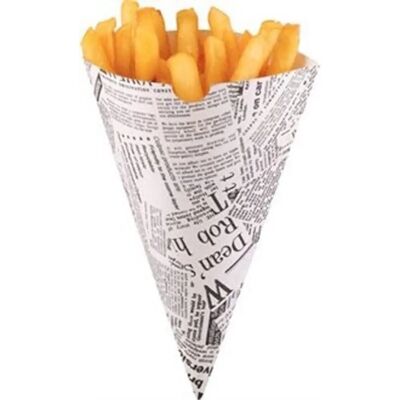 Cornets à Frites en Papier Kraft Biodégradables - 1000 - Publicité Cornets à Frites en Papier Kraft Biodégradables - 1000 - Publicité