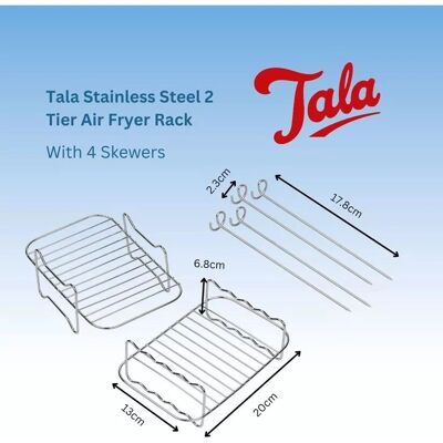 Tala Stainless Steel 2 Tier Air Fryer Rack - 4 Skewers Tala Stainless Steel 2 Tier Air Fryer Rack - 4 Skewers
