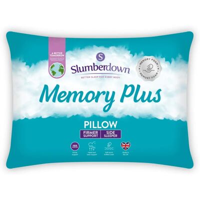 Slumberdown Brand Memory Foam Plus Pillow - Side Support - White Slumberdown Brand Memory Foam Plus Pillow - Side Support - White