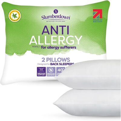 Slumberdown UK Made Anti Allergy Medium Support Pillows - white Slumberdown UK Made Anti Allergy Medium Support Pillows - white
