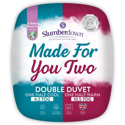 Slumberdown Made For You Two Duvet - All Year Round, 4.5/10.5 Tog, Double, White Slumberdown Made For You Two Duvet - All Year Round, 4.5/10.5 Tog, Double, White