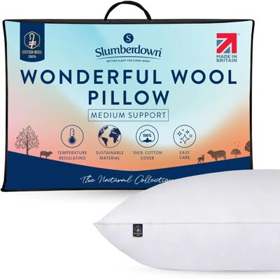 Slumberdown Wonderful Wool Pillow - White - Bed Pillow Slumberdown Wonderful Wool Pillow - White - Bed Pillow
