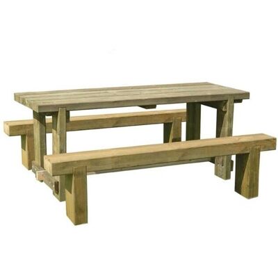Forest Garden Refectory Table & Sleeper Bench Set - 6' (1.8m) Outdoor Furniture Forest Garden Refectory Table & Sleeper Bench Set - 6' (1.8m) Outdoor Furniture