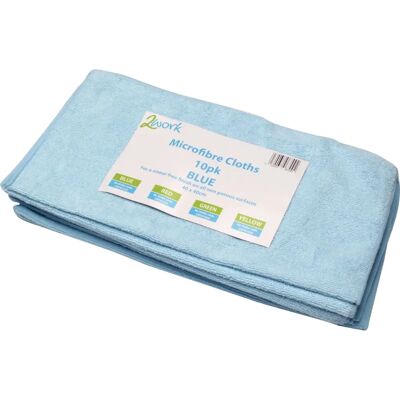 2Work Microfibre Cleaning Cloth - Blue - Pack Of 10 - Cleaning Cloth 2Work Microfibre Cleaning Cloth - Blue - Pack Of 10 - Cleaning Cloth