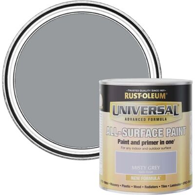 Rust-Oleum Universal Satin Paint Misty Grey - 750ml - Paint Rust-Oleum Universal Satin Paint Misty Grey - 750ml - Paint