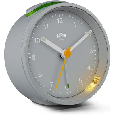 Despertador clássico analógico Braun BC12G cinza com snooze e luz Despertador clássico analógico Braun BC12G cinza com snooze e luz