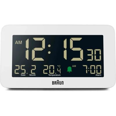 Braun BC10W Vit Digital Väggklocka med Datum & Temperatur Braun BC10W Vit Digital Väggklocka med Datum & Temperatur