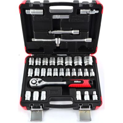 Hilka 32 Piece Socket Set - 1/2 Drive - Metric Hilka 32 Piece Socket Set - 1/2 Drive - Metric