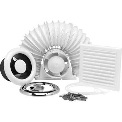 Xpelair Brand AL100t Inline Extractor Fan - 24 L/s, Timer, White Xpelair Brand AL100t Inline Extractor Fan - 24 L/s, Timer, White
