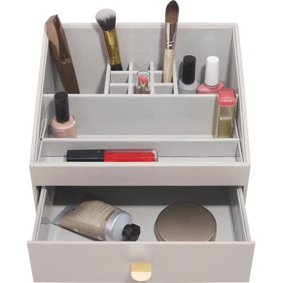 Stackers Makeup Organiser - Open Classic Taupe with Drawer - Makeup Type Stackers Makeup Organiser - Open Classic Taupe with Drawer - Makeup Type