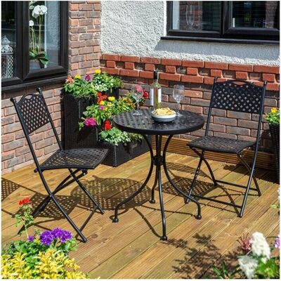 Rowlinson Havana Lattice Bistro Set - Black Rowlinson Havana Lattice Bistro Set - Black