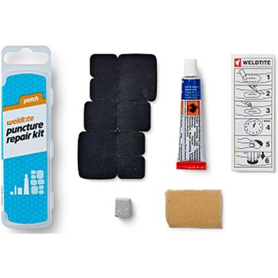 Kit de reparación de pinchazos Weldtite para MTB y carretera - 25 parches Kit de reparación de pinchazos Weldtite para MTB y carretera - 25 parches