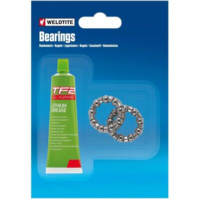 Kit de roulements Weldtite - 9 billes, argenté, pour boîtier de pédalier et moyeux - Publicité Kit de roulements Weldtite - 9 billes, argenté, pour boîtier de pédalier et moyeux - Publicité