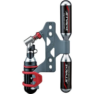 Inflateur CO2 Weldtite Jetvalve - Montage compacte sur cadre de vélo - 2 x 16g cartouches - Outil de réparation rapide - Publicité Inflateur CO2 Weldtite Jetvalve - Montage compacte sur cadre de vélo - 2 x 16g cartouches - Outil de réparation rapide - Publicité