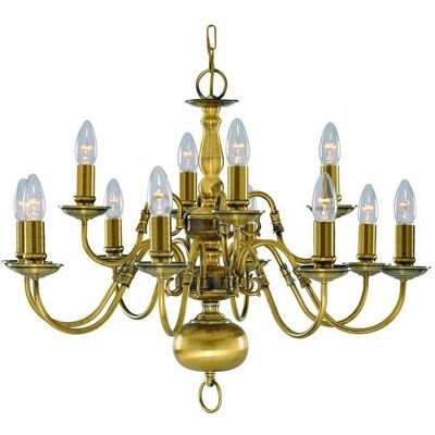 Plafoniera Flemish a 12 luci - Ottone Antico Plafoniera Flemish a 12 luci - Ottone Antico