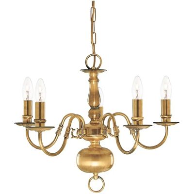 Searchlight Flemish 5 Light Antique Brass Ceiling Pendant Searchlight Flemish 5 Light Antique Brass Ceiling Pendant