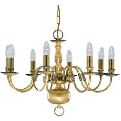 Lampadario Flemish a 8 luci - Ottone antico - E14 Lampadario Flemish a 8 luci - Ottone antico - E14