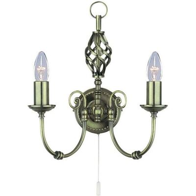 Searchlight Zanzibar Applique da Parete 2 Luci in Ottone Antico - Applique Searchlight Zanzibar Applique da Parete 2 Luci in Ottone Antico - Applique