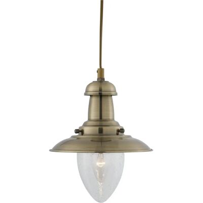 Pendente Fisherman in Ottone Antico di Searchlight - Lampada a Soffitto Pendente Fisherman in Ottone Antico di Searchlight - Lampada a Soffitto
