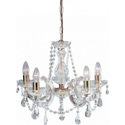 Lampadario cristallo Marie Therese 5 luci - Ottone lucido - E14 Lampadario cristallo Marie Therese 5 luci - Ottone lucido - E14