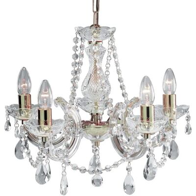 Lampadario cristallo Marie Therese 5 luci - Ottone lucido - E14 Lampadario cristallo Marie Therese 5 luci - Ottone lucido - E14
