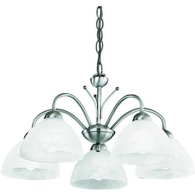 Searchlight Milanese - Pendente a 5 luci in Argento Satinato - Lampada a soffitto Searchlight Milanese - Pendente a 5 luci in Argento Satinato - Lampada a soffitto