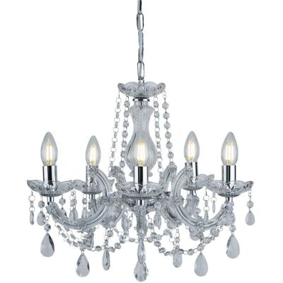 Lampadario in cristallo Marie Therese a 5 luci - Finitura cromo Lampadario in cristallo Marie Therese a 5 luci - Finitura cromo
