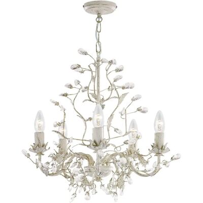 Lampadario Almandite 5 Luci Oro e Crema - Interni Lampadario Almandite 5 Luci Oro e Crema - Interni