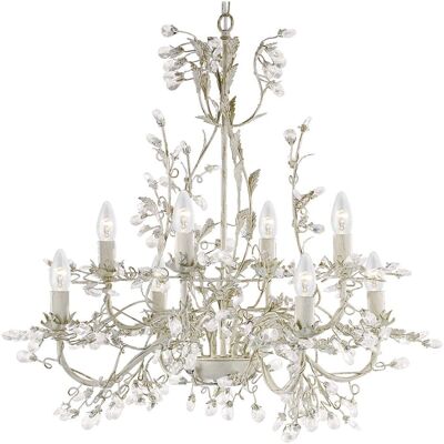 Lampadario 8 luci Searchlight Almandite Crema/Oro - Faretto Lampadario 8 luci Searchlight Almandite Crema/Oro - Faretto