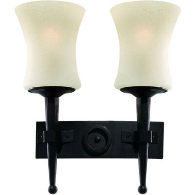 Searchlight Cartwheel - Applique Interna 2 Lampade in Nero con Vetro Scavo Searchlight Cartwheel - Applique Interna 2 Lampade in Nero con Vetro Scavo