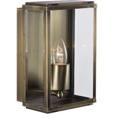 Searchlight Antique Brass Outdoor Wall Light - Rectangular, 25cm, E27 Searchlight Antique Brass Outdoor Wall Light - Rectangular, 25cm, E27
