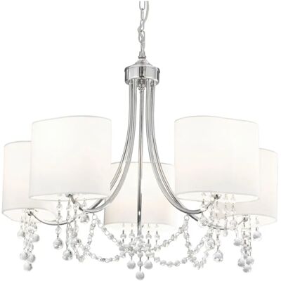 Lampadario da Soffitto Nina 5 Luci in Cromo con Cristalli - Lampada da Soffitto Lampadario da Soffitto Nina 5 Luci in Cromo con Cristalli - Lampada da Soffitto