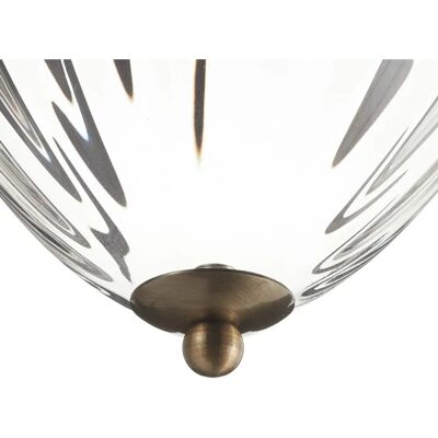 Lampada a sospensione Searchlight Pineapple 1 luce ottone antico con paralume in vetro rigato Lampada a sospensione Searchlight Pineapple 1 luce ottone antico con paralume in vetro rigato