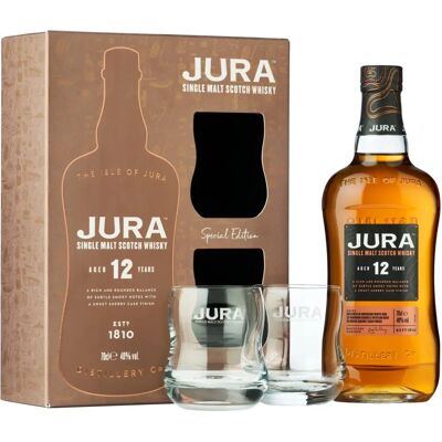 Jura 12 Jahre Alter Single Malt Whisky - Geschenkset mit Gläsern Jura 12 Jahre Alter Single Malt Whisky - Geschenkset mit Gläsern