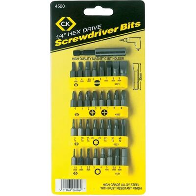 Conjunto de 33 pontas de chave de fenda CK Tools T4520 - Tipo de produto Conjunto de 33 pontas de chave de fenda CK Tools T4520 - Tipo de produto