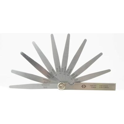 Calibrador de espesores CK Tools T3527 413 - 100 mm, 13 hojas - Imperial y métrico Calibrador de espesores CK Tools T3527 413 - 100 mm, 13 hojas - Imperial y métrico