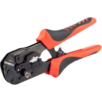 CK Tools T3853 Ratchet Pass Through Modular Crimping Pliers - Crimping Pliers for Modular Plugs 8P - RJ45 CK Tools T3853 Ratchet Pass Through Modular Crimping Pliers - Crimping Pliers for Modular Plugs 8P - RJ45