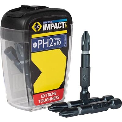 CK Tools T4560 PH2LD10 Blaue Stahl-Schlagschrauber - 50mm PH2, 10er Set CK Tools T4560 PH2LD10 Blaue Stahl-Schlagschrauber - 50mm PH2, 10er Set