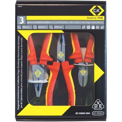 CK Tools T3805 RedLine VDE Pliers Set - 3 delig CK Tools T3805 RedLine VDE Pliers Set - 3 delig