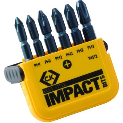 CK T4512 Impact-Schraubendreher-Bit-Set - Blau Stahl, 6 Stück CK T4512 Impact-Schraubendreher-Bit-Set - Blau Stahl, 6 Stück