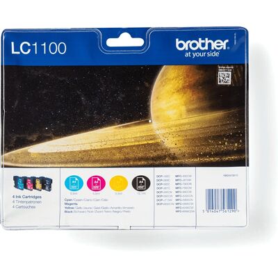 Brother LC1100VALBPDR Bläckpatron - Pack av 4 Svart, Cyan, Magenta, Gul Brother LC1100VALBPDR Bläckpatron - Pack av 4 Svart, Cyan, Magenta, Gul