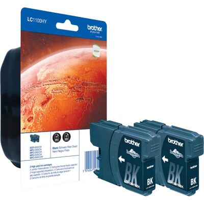 Cartouche d'encre Brother LC1100HYBKBP2DR - Haute capacité - Noir - Originale - Pack de 2 Cartouche d'encre Brother LC1100HYBKBP2DR - Haute capacité - Noir - Originale - Pack de 2