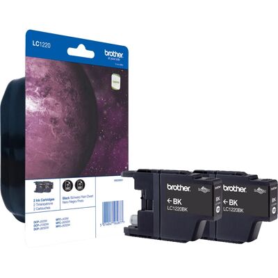 Brother LC1220BK Doppio Pacchetto - Nero - Originale - Cartuccia d'inchiostro - Per Brother DCP-J525W, J725DW, J925DW, MFC-J430W, MFC-J625DW, MFC-J825DW Brother LC1220BK Doppio Pacchetto - Nero - Originale - Cartuccia d'inchiostro - Per Brother DCP-J525W, J725DW, J925DW, MFC-J430W, MFC-J625DW, MFC-J825DW