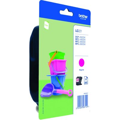 Cartucho de tinta magenta Brother LC221MBP - Jato de tinta - 260 páginas Cartucho de tinta magenta Brother LC221MBP - Jato de tinta - 260 páginas
